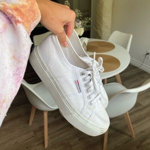White Superga platform sneakers W8.
